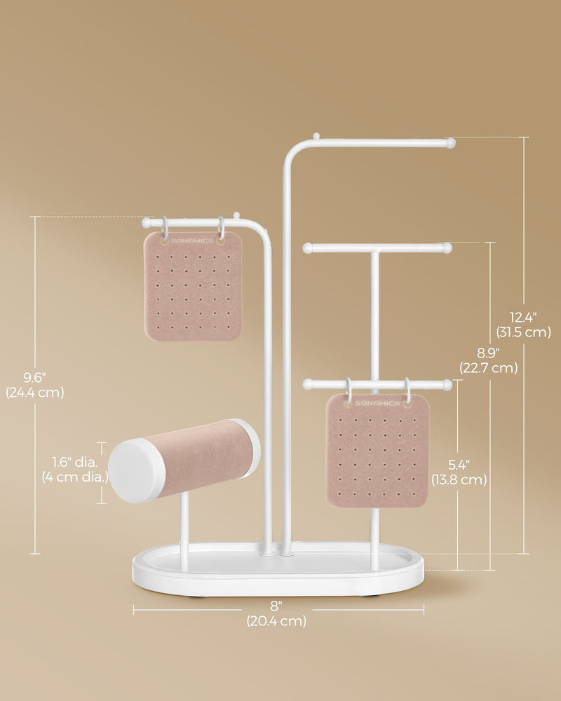 Jewellery Stand with 4 Rods for Necklaces Earrings and Bracelets in Cloud White by Songmics
