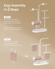 Jewellery Stand with 4 Rods for Necklaces Earrings and Bracelets in Cloud White by Songmics