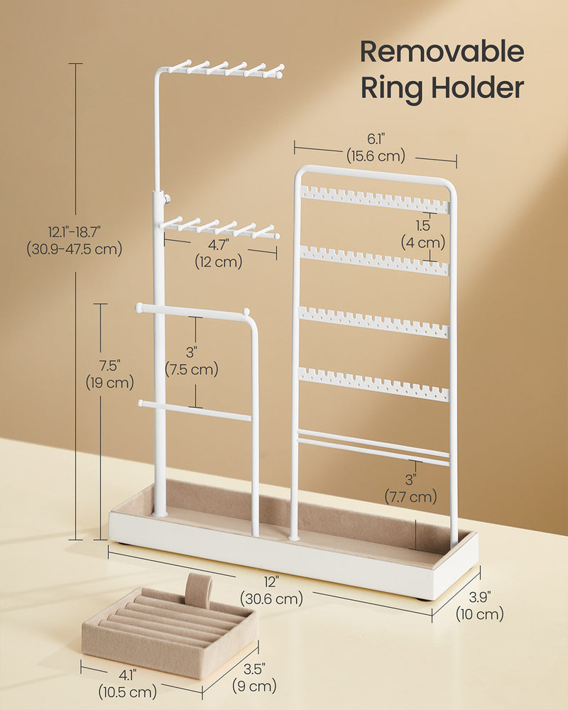 Jewellery Organiser with Adjustable Stand and Metal Frame for Dressing Table by Songmics