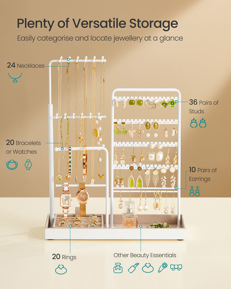 Jewellery Organiser with Adjustable Stand and Metal Frame for Dressing Table by Songmics