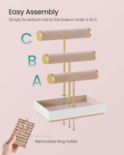 Three Tier Jewellery Display Stand with Removable Holder for Earrings and Necklaces by Songmics