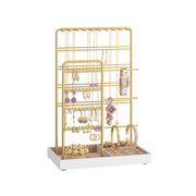 Pale Gold Metal Jewellery Stand with Velvet Tray Organiser Display by Songmics