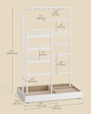 White Metal Jewellery Stand with Velvet Tray Organiser for Dressing Table by Songmics