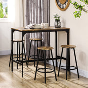 5 Piece Industrial Style Bar Table and Stool Set, Brown and Black by HOMCOM