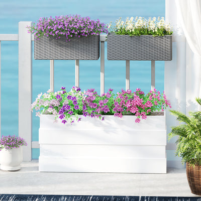 Set of Two Grey Rattan Effect Planters for Garden and Patio by Outsunny