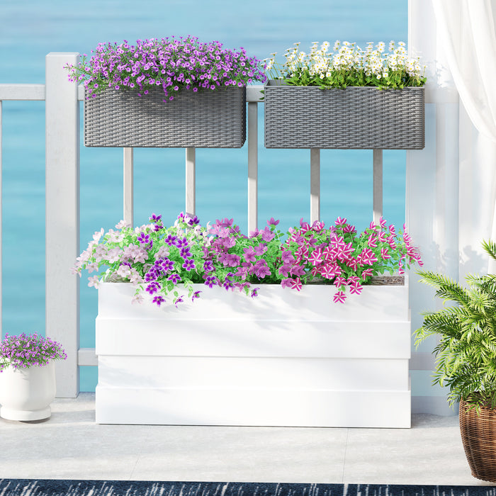 Set of Two Grey Rattan Effect Planters for Garden and Patio by Outsunny
