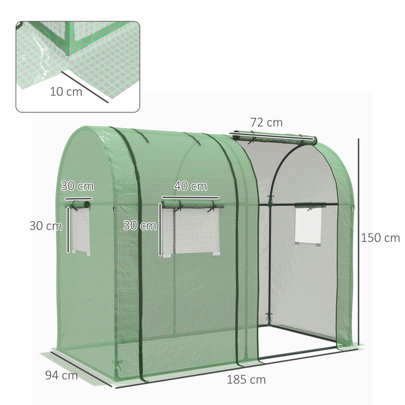 Portable Tomato Greenhouse With Roll Up Doors and Mesh Windows For Outdoor Growing Green