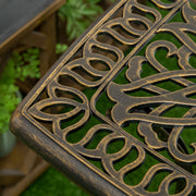 Bronze Cast Aluminium Square Garden Side Table With Umbrella Hole For Patio Or Balcony Use