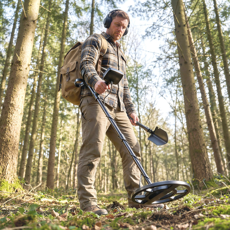 Metal Detector for Outdoor Treasure Hunting with Waterproof Coil and LCD Display Black Orange AOSOM