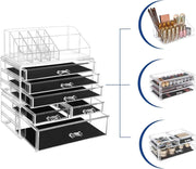 Stackable Clear Makeup Organiser with Drawers for Cosmetics and Skincare by Songmics