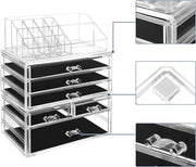 Stackable Clear Makeup Organiser with Drawers for Cosmetics and Skincare by Songmics