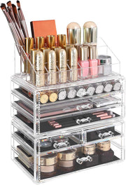 Stackable Clear Makeup Organiser with Drawers for Cosmetics and Skincare by Songmics