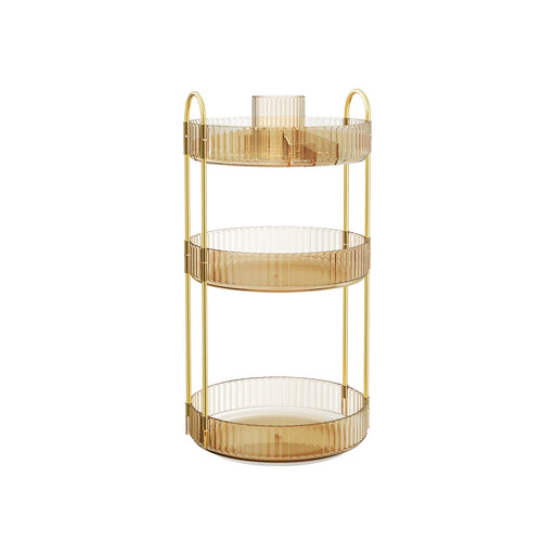 3 Tier Rotating Makeup Organiser with Adjustable Trays for Cosmetics Storage by Songmics