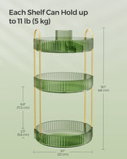 Pale Green 3 Tier Rotating Makeup Organiser for Cosmetics and Skincare by Songmics