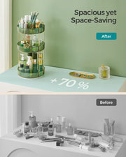 Pale Green 3 Tier Rotating Makeup Organiser for Cosmetics and Skincare by Songmics