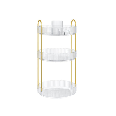 3 Tier Rotating Clear Makeup Organiser Space Saving Cosmetic Storage by Songmics