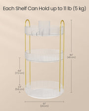 3 Tier Rotating Clear Makeup Organiser Space Saving Cosmetic Storage by Songmics