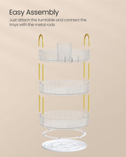 3 Tier Rotating Clear Makeup Organiser Space Saving Cosmetic Storage by Songmics