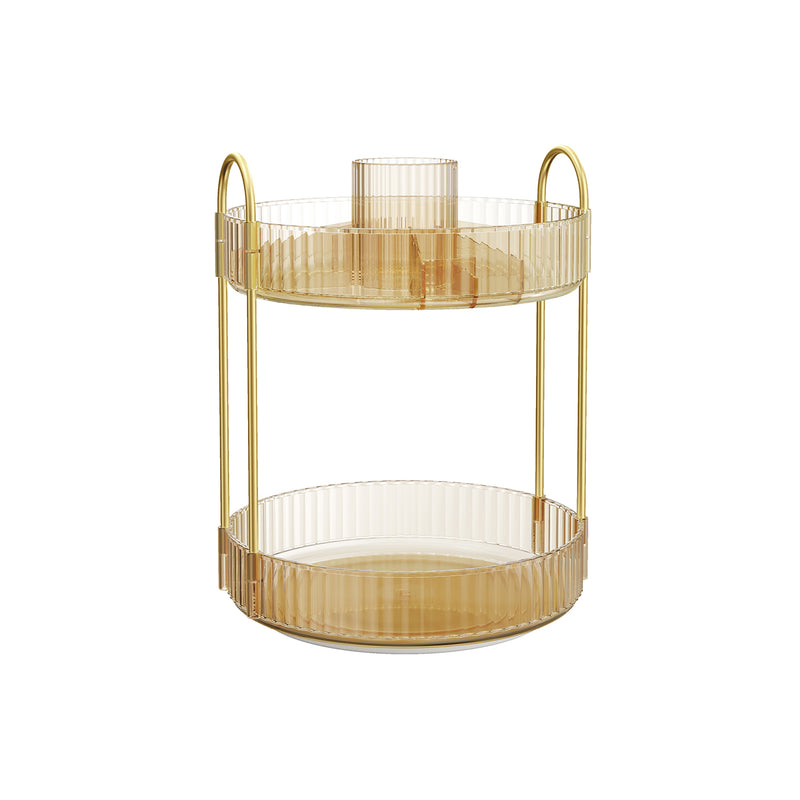 2 Tier Rotating Makeup Organiser in Champagne Gold with 360 Degree Swivel by Songmics