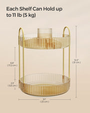 2 Tier Rotating Makeup Organiser in Champagne Gold with 360 Degree Swivel by Songmics