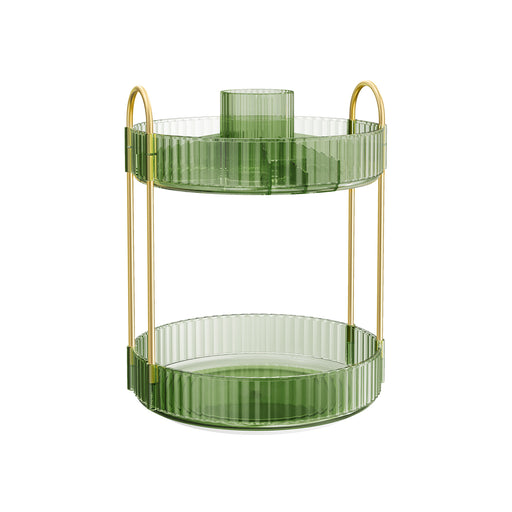 2 Tier Rotating Makeup Organiser in Pale Green for Vanity and Bathroom Storage by Songmics
