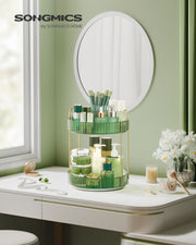 2 Tier Rotating Makeup Organiser in Pale Green for Vanity and Bathroom Storage by Songmics