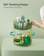 2 Tier Rotating Makeup Organiser in Pale Green for Vanity and Bathroom Storage by Songmics