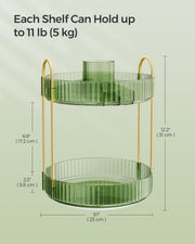 2 Tier Rotating Makeup Organiser in Pale Green for Vanity and Bathroom Storage by Songmics