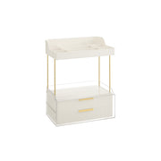 4 Tier Makeup Organiser with Dividers in Cloud White for Cosmetic Storage by Songmics