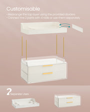 4 Tier Makeup Organiser with Dividers in Cloud White for Cosmetic Storage by Songmics