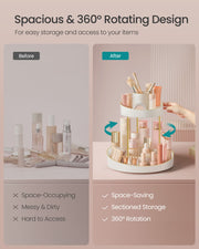 2 Tier Rotating Makeup Organiser White and Gold with 360 Degree Storage by Songmics