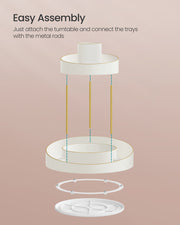2 Tier Rotating Makeup Organiser White and Gold with 360 Degree Storage by Songmics