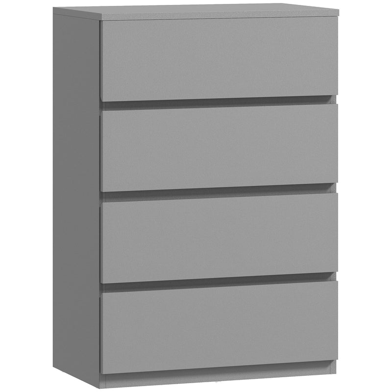 Chest of Drawers with 4 Spacious Handleless Storage Drawers for Bedroom Organisation Grey AOSOM