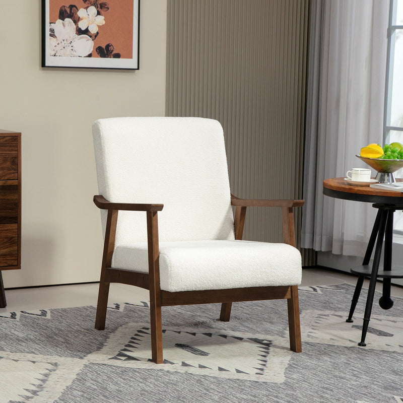 Homcom Boucle Seat Mid Century Accent Chair in White - Stylish and Comfortable by Homcom Homcom