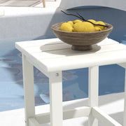 Outsunny Square Coffee Table, HDPE Tabletop and Frame for Porch, Garden, Side Table, 38 x 38 x 46 cm, White AOSOM