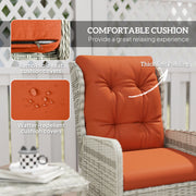 5 Piece Rattan Bistro Set with Reclining Chairs Cushions and Table in Orange by Outsunny
