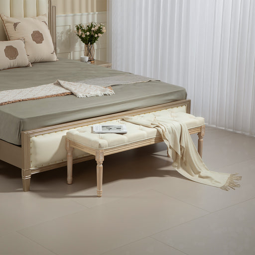 Cream White Vintage Wooden Bed End Bench for Bedroom or Hallway by HOMCOM