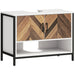 Cream White Under Sink Bathroom Cabinet with Herringbone Doors by HOMCOM