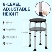 Black Height Adjustable Aluminium Shower Chair With Non Slip Feet for Elderly and Disabled by HOMCOM