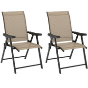 Set of Two Folding Outdoor Chairs Brown and Black Weather-Resistant by Outsunny