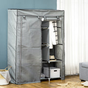 Light Grey Fabric Portable Wardrobe with 8 Shelves and 2 Hanging Rods by HOMCOM