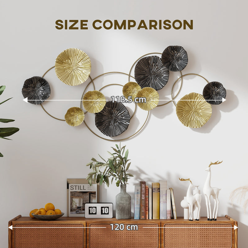 Modern Metal Wall Art With Decorative Multi Disc Design For Living Room Feature Wall Silver AOSOM