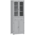 Slim Kitchen Storage Cupboard with Adjustable Shelves for Small Spaces Grey AOSOM