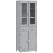 Slim Kitchen Storage Cupboard with Adjustable Shelves for Small Spaces Grey AOSOM