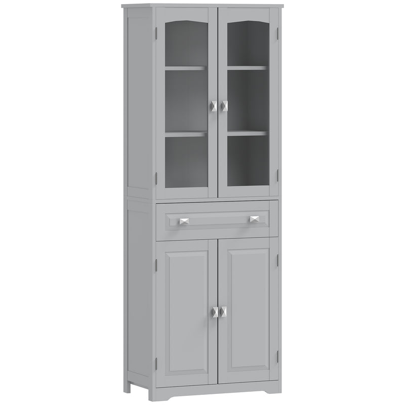 Slim Kitchen Storage Cupboard with Adjustable Shelves for Small Spaces Grey AOSOM