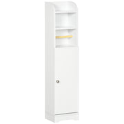 Slim Bathroom Storage Cabinet With Multiple Compartments For Small Spaces, White