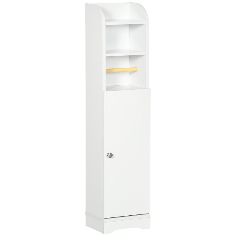 Slim Bathroom Storage Cabinet With Multiple Compartments For Small Spaces, White