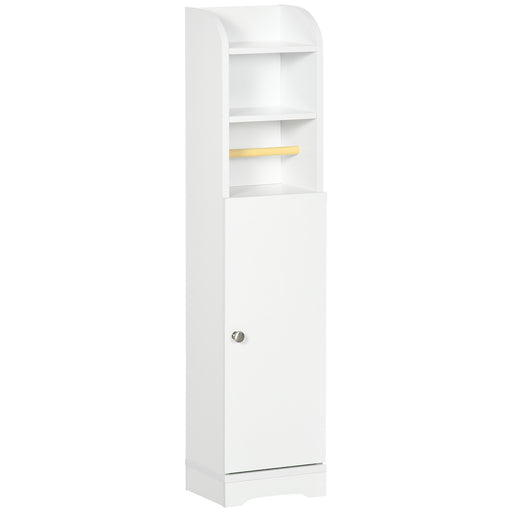 Slim Bathroom Storage Cabinet With Multiple Compartments For Small Spaces, White