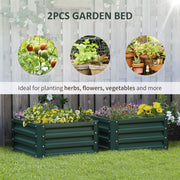 Set of Two Green Steel Planter Boxes 60 x 60 cm Ideal for Garden Flowers and Herbs