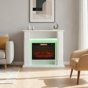 Electric Fireplace Heater with LED Mantel Adjustable Temperature Range Ideal for Homes White